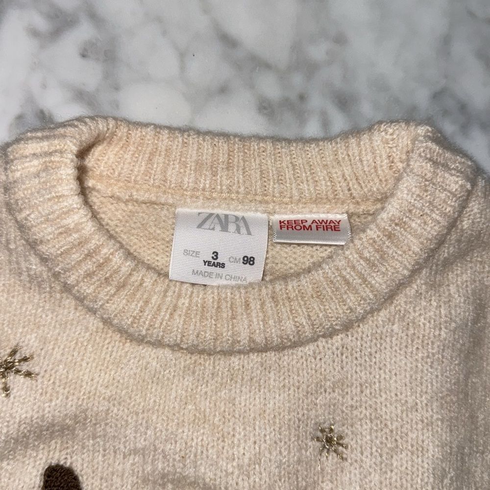 NWOT ZARA REINDEER SWEATER 3Y - Picture 3 of 5